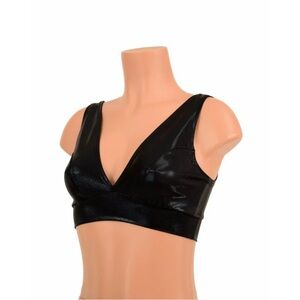 Bralette Black with Silver Holographic Stars and Silver Holographic Band.